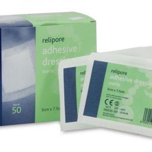 Relipore Adhesive Dressing pads 5cm x 7.5cm sterile dressings-single600K