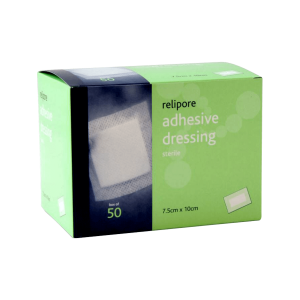 Relipore Adhesive Dressing pads 7.5cm x 10cm Box of 50