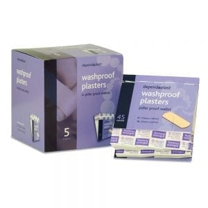 Washproof Plasters in Pilfer Proof Wallets Box of 5 (Case 5)907