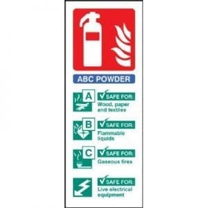 Dry Powder Fire Extinguisher Sign - Vinyl - 7.5 x 20 cmF90458