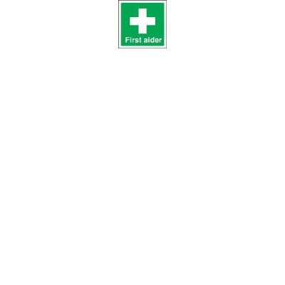 First Aider Label Sign made from self adhesive vinyl from St. John Ambulance . 2.5 x 2.5cmF90466