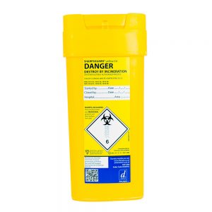 Sharpsguard disposal bin 0.6 litre disposable bin - yellow