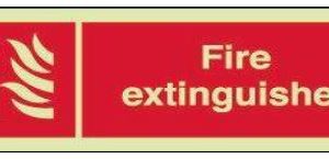 Fire extinguisher photoluminescent sign