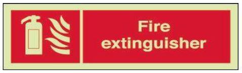 Fire extinguisher photoluminescent sign