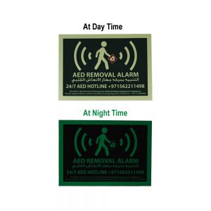 Photoluminescent AED Removal Alarm Sign