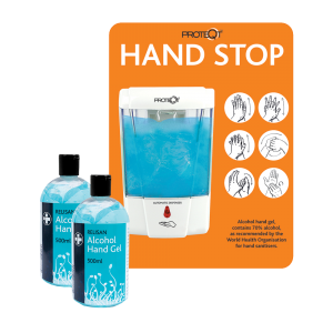 PROTEQT Auto Hand Gel Station (700ml Capacity), Back Plate incl.Hand Gel 500mlx2