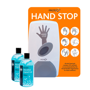 PROTEQT Manual Hand Gel Station (1000ml Capacity), Back Plate incl. Hand Gel 500mlx2