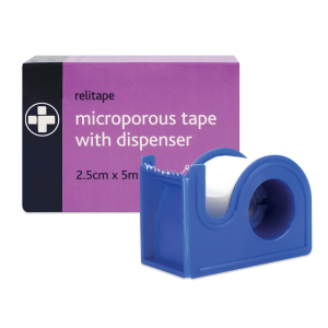 Relitape Microporous Tape with Dispenser 2.5cm x 5m