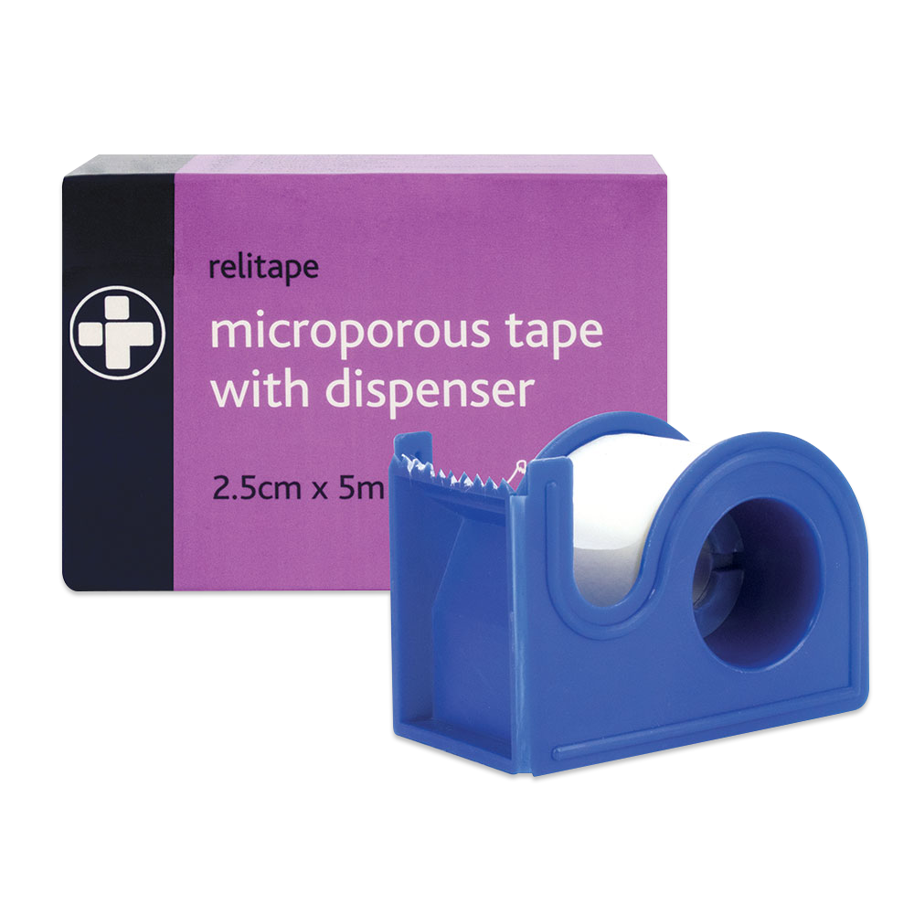Relitape Microporous Tape with Dispenser 2.5cm x 5m