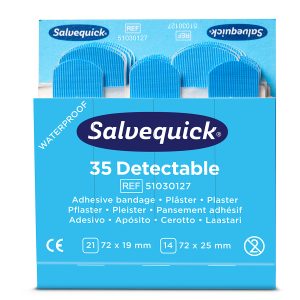 Salvequick® Blue Detectable Plasters, Pack of 6 x 35